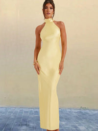 ZEYNEP | Elegancka sukienka maxi z satyny z dekoltem halter