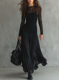 Tilda | Czarna Luźna Maxikleid