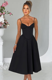 MAILEEN | Elegancka Midi Sukienka w Stylu Gorsetu
